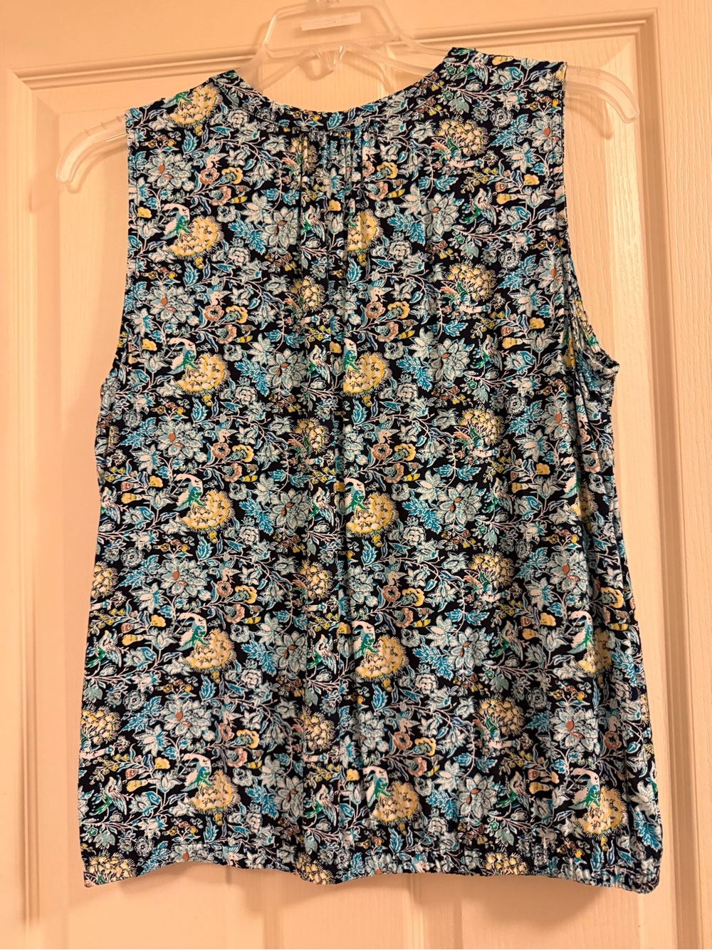 LOFT Floral Sleeveless Top in Black, Blue and Yellow